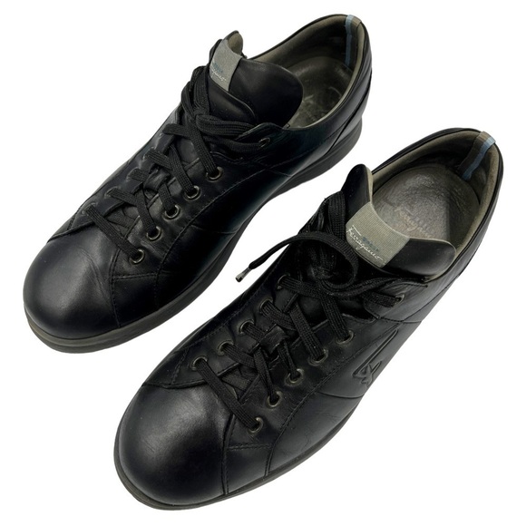 SALVATORE FERRAGAMO Leather World Traveler Trainer Black - Picture 3 of 11